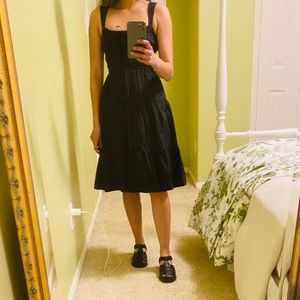 Aritzia Sunday Best Martine Poplin Black Midi Dress